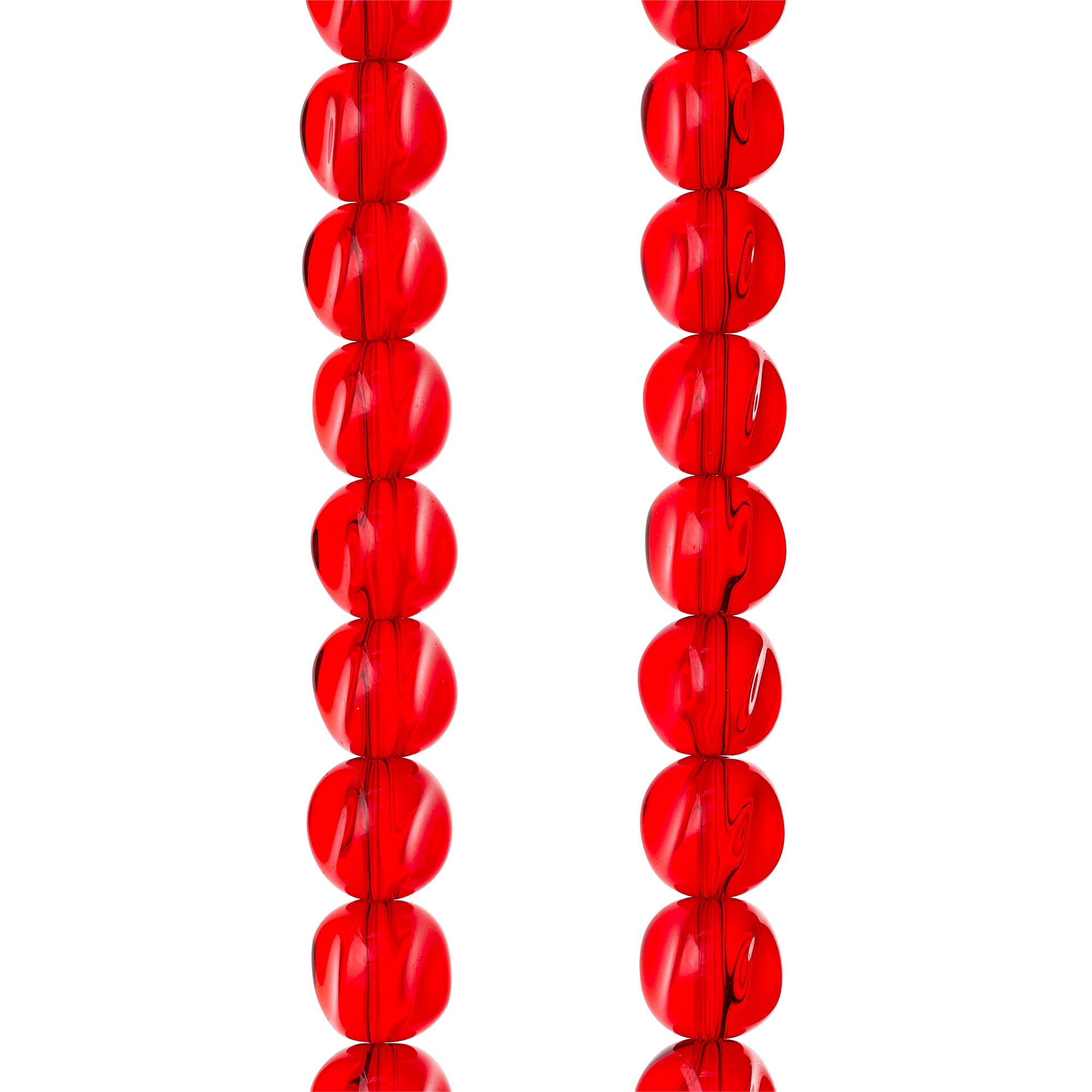 Ruby Cut Glass Round Beads, 10mm by Bead Landing™